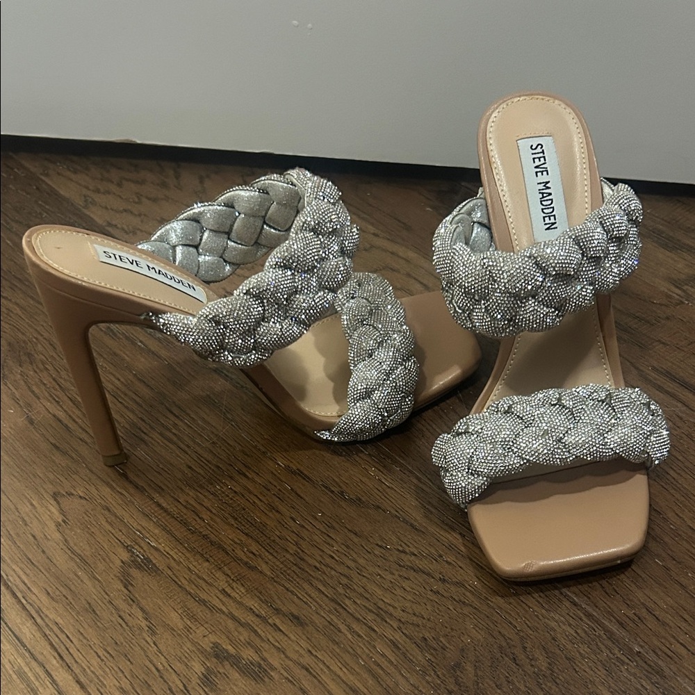 Steve Madden Women's Sparkling Heels - Nude and Silver